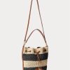 Bolso de mano grande Andie de paja Ralph Lauren para mujer, color natural, negro y tostado Lauren