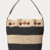 Bolso de mano grande Andie de paja Ralph Lauren para mujer, color natural, negro y tostado Lauren