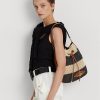 Bolso de mano grande Andie de paja Ralph Lauren para mujer, color natural, negro y tostado Lauren