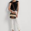 Bolso de mano grande Andie de paja Ralph Lauren para mujer, color natural, negro y tostado Lauren