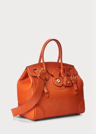 Bolso de mano Ralph Lauren Ricky 33 de piel de becerro suave en color naranja para mujer