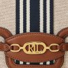 Bolso mediano de lona a rayas Ralph Lauren para mujer, color tostado/azul marino Bolso mediano de lona a rayas Ralph Lauren para mujer, color tostado/azul marino