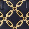 Bolso satchel mediano Marcy de piel con estampado metalizado en azul marino refinado y dorado moderno para mujer de Ralph Lauren