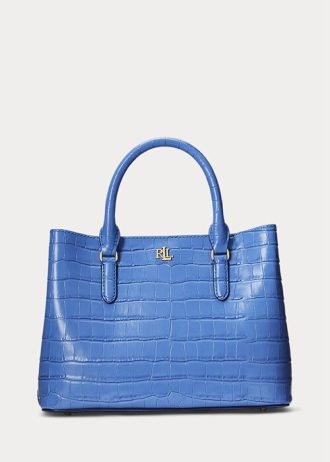 Bolso satchel mediano Marcy de piel repujada Ralph Lauren para mujer en azul de Nueva Inglaterra