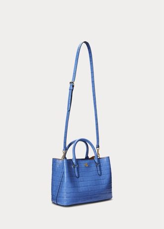 Bolso satchel mediano Marcy de piel repujada Ralph Lauren para mujer en azul de Nueva Inglaterra