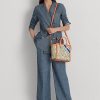 Bolso tote mediano Tyler de jacquard con monograma de Ralph Lauren para mujer, color caqui, estampado Mjcqrd/Portsid