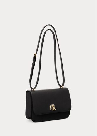 Bolsos de hombro medianos de cuero Ralph Lauren para mujer en color negro