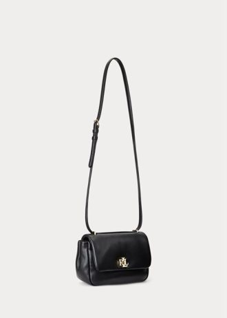 Bolsos de hombro medianos de piel napa Ralph Lauren para mujer, color negro