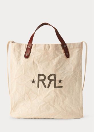 Bolsos de mano de lona con el logotipo de Ralph Lauren para mujer en color gris