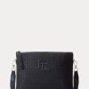 Bolsos de mensajero Ralph Lauren de piel de becerro tejida para hombre en azul marino