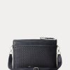 Bolsos de mensajero Ralph Lauren de piel de becerro tejida para hombre en azul marino