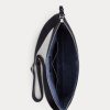 Bolsos de mensajero Ralph Lauren de piel de becerro tejida para hombre en azul marino