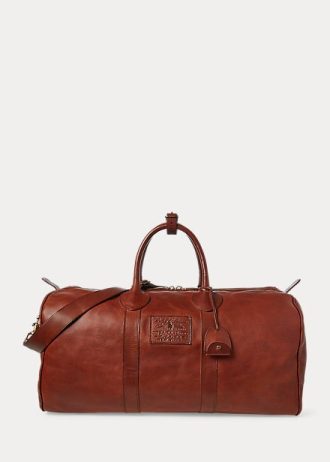 Bolsos de viaje Ralph Lauren Heritage de cuero color chocolate para hombre