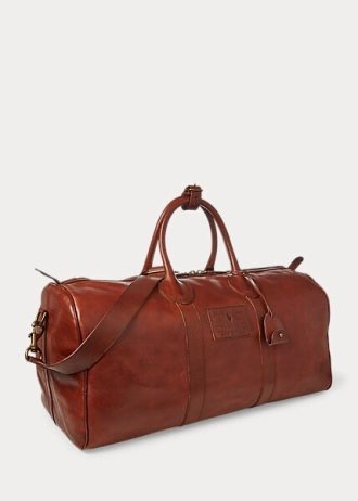 Bolsos de viaje Ralph Lauren Heritage de cuero color chocolate para hombre