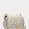Bolsos Saddle de piel acolchada Ralph Lauren Polo ID para mujer en color marfil Bolsos Saddle de piel acolchada Ralph Lauren Polo ID para mujer en color marfil