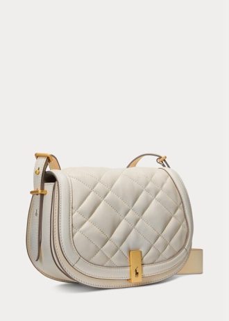 Bolsos Saddle de piel acolchada Ralph Lauren Polo ID para mujer en color marfil