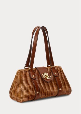 Bolsos satchel medianos Lilly de ratán Ralph Lauren para mujer en color nogal/Lauren Tan