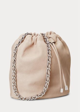 Bolsos tipo cubo Emmy medianos de piel lavada en rosa claro para mujer de Ralph Lauren