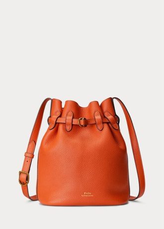 Bolsos tipo cubo medianos Bellport de cuero Ralph Lauren para mujer en color naranja atardecer