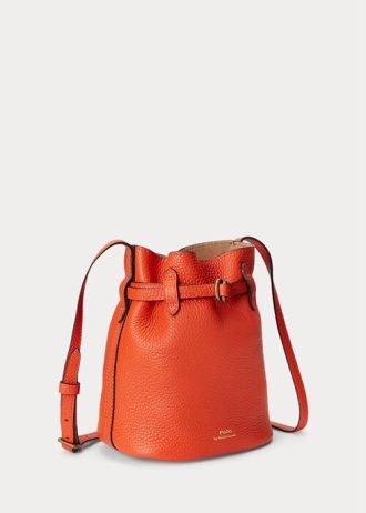 Bolsos tipo cubo pequeños Bellport de cuero Ralph Lauren para mujer en color naranja atardecer