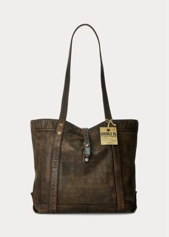 Bolsos tote de piel Ralph Lauren para mujer en negro sobre marrón
