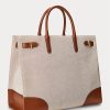 Bolsos tote grandes Devyn de lona Ralph Lauren para mujer, color vainilla/Lauren Tan Bolsos tote grandes Devyn de lona Ralph Lauren para mujer, color vainilla/Lauren Tan