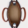 Bolsos tote grandes Devyn de Ralph Lauren para mujer en denim con ribete de cuero y lavado índigo Sunset/Lauren Bolsos tote grandes Devyn de Ralph Lauren para mujer en denim con ribete de cuero y lavado índigo Sunset/Lauren
