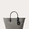 Bolsos tote medianos Bellport de Ralph Lauren con diseño de pata de gallo en blanco y negro para mujer Bolsos tote medianos Bellport de Ralph Lauren con diseño de pata de gallo en blanco y negro para mujer