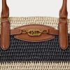Bolsos tote medianos Daphney de paja a rayas de Ralph Lauren para mujer, color natural, negro y tostado Lauren Bolsos tote medianos Daphney de paja a rayas de Ralph Lauren para mujer, color natural, negro y tostado Lauren