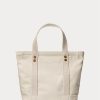 Bolsos tote pequeños Ralph Lauren New Orleans Polo Bear de lona color crudo para mujer Bolsos tote pequeños Ralph Lauren New Orleans Polo Bear de lona color crudo para mujer
