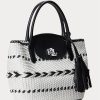 Bolsos tote Perri grandes de piel tejida con motivos geométricos de Ralph Lauren para mujer, en blanco y negro Bolsos tote Perri grandes de piel tejida con motivos geométricos de Ralph Lauren para mujer, en blanco y negro