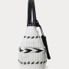 Bolsos tote Perri grandes de piel tejida con motivos geométricos de Ralph Lauren para mujer, en blanco y negro Bolsos tote Perri grandes de piel tejida con motivos geométricos de Ralph Lauren para mujer, en blanco y negro