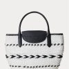 Bolsos tote Perri grandes de piel tejida con motivos geométricos de Ralph Lauren para mujer, en blanco y negro Bolsos tote Perri grandes de piel tejida con motivos geométricos de Ralph Lauren para mujer, en blanco y negro