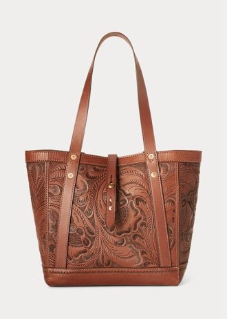 Bolsos tote Ralph Lauren de piel marrón para mujer, hechos a mano