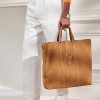 Bolsos tote Ralph Lauren Welington de ante de becerro para hombre en color caqui