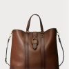 Bolsos tote Ralph Lauren Welington de piel de becerro bruñida marrón para hombre