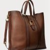 Bolsos tote Ralph Lauren Welington de piel de becerro bruñida marrón para hombre