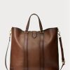 Bolsos tote Ralph Lauren Welington de piel de becerro bruñida marrón para hombre