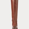 Botas altas de piel de becerro marrones Ralph Lauren para mujer