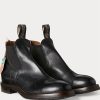 Botas Chelsea de piel bruñida a mano de Ralph Lauren para hombre, color negro