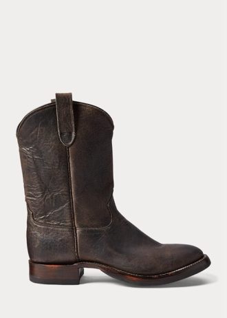 Botas de cuero Ralph Lauren negras para hombre