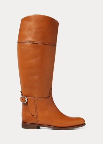 Botas de montar de piel de becerro marrones Ralph Lauren Sallen para mujer