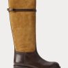 Botas de montar Ralph Lauren de ante y piel en dos tonos marrones para mujer Botas de montar Ralph Lauren de ante y piel en dos tonos marrones para mujer