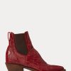 Botas de piel con bordado Lottie de Ralph Lauren para mujer en color rojo Botas de piel con bordado Lottie de Ralph Lauren para mujer en color rojo