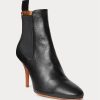 Botas de tacón bajo Ralph Lauren de piel de becerro vachetta negra para mujer Botas de tacón bajo Ralph Lauren de piel de becerro vachetta negra para mujer