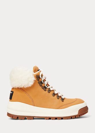 Botas deportivas Ralph Lauren Polo Sport de ante y piel de oveja color marrón para mujer