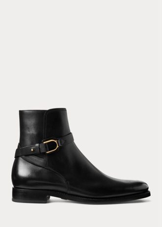 Botas negras Ralph Lauren Welington de piel de becerro bruñida para hombre