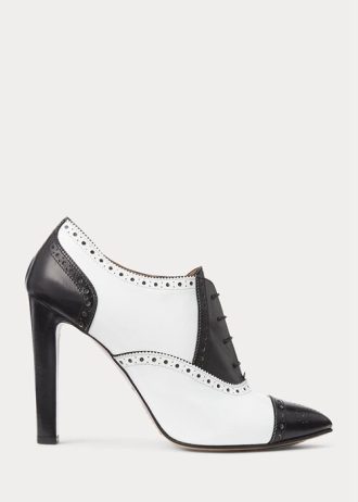 Botas Ralph Lauren Cerri de piel de becerro con bloques de color en blanco y negro para mujer