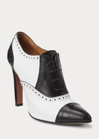 Botas Ralph Lauren Cerri de piel de becerro con bloques de color en blanco y negro para mujer