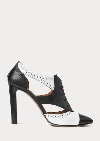 Botas Ralph Lauren Lindley de piel de becerro con bloques de color en blanco y negro para mujer